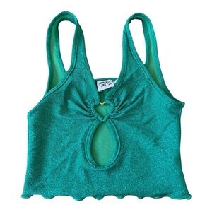 Princess Polly Heart Out Green Sparkle Crop Tank